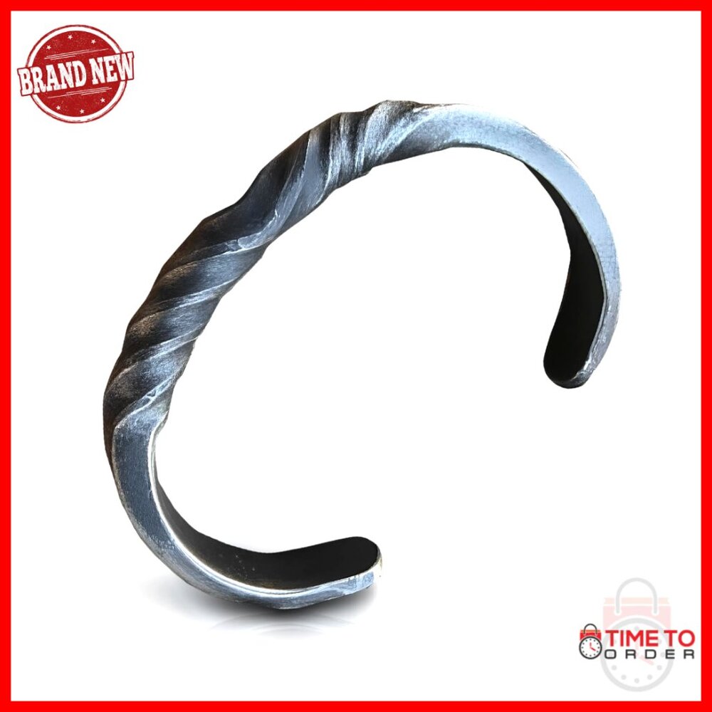 Handcrafted Iron Cuff Bracelet, Viking Style, LARP Cosplay Accessory, Medium - Picture 1 of 7